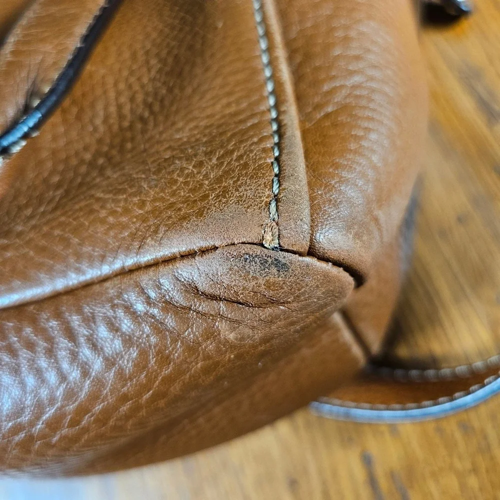 Fossil Brown Leather Satchel Handbag Crossbody Bag Purse Key Accent‎